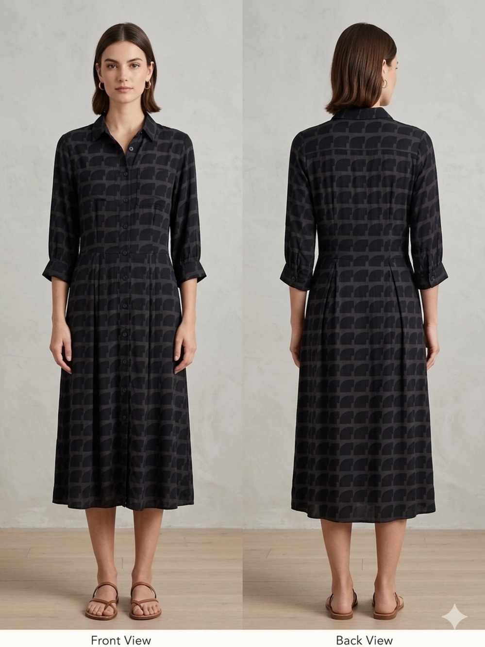 Anthropologie Abel Kazan Made in Bali Midi Dress Geometric Print , size Small